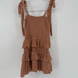 HOUSE OF HARLOW Corrine Shirred Mini Dress Desert Rose XS casual